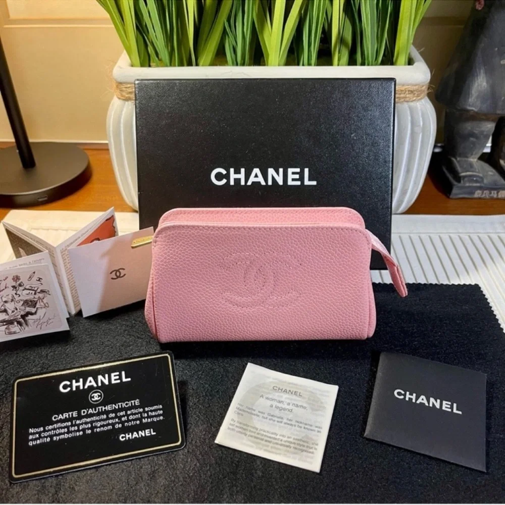 Chanel Caviar Leather Mini Pink Pouch